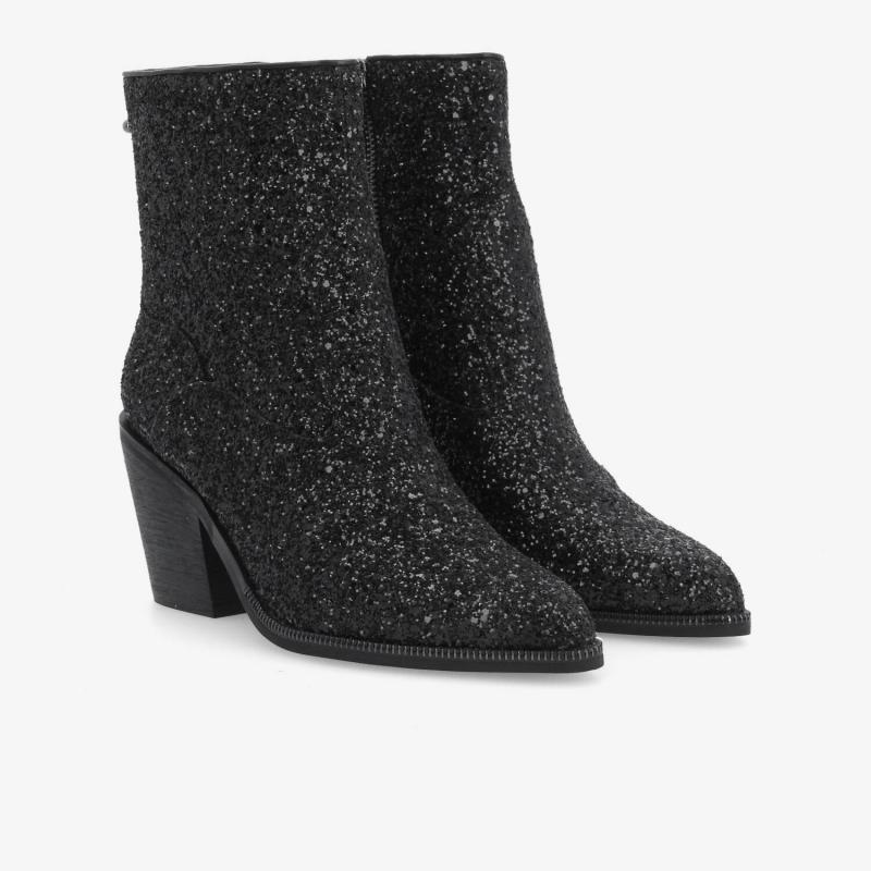 LEONIE ZIP BOOTS W - GLITTER - BLACK